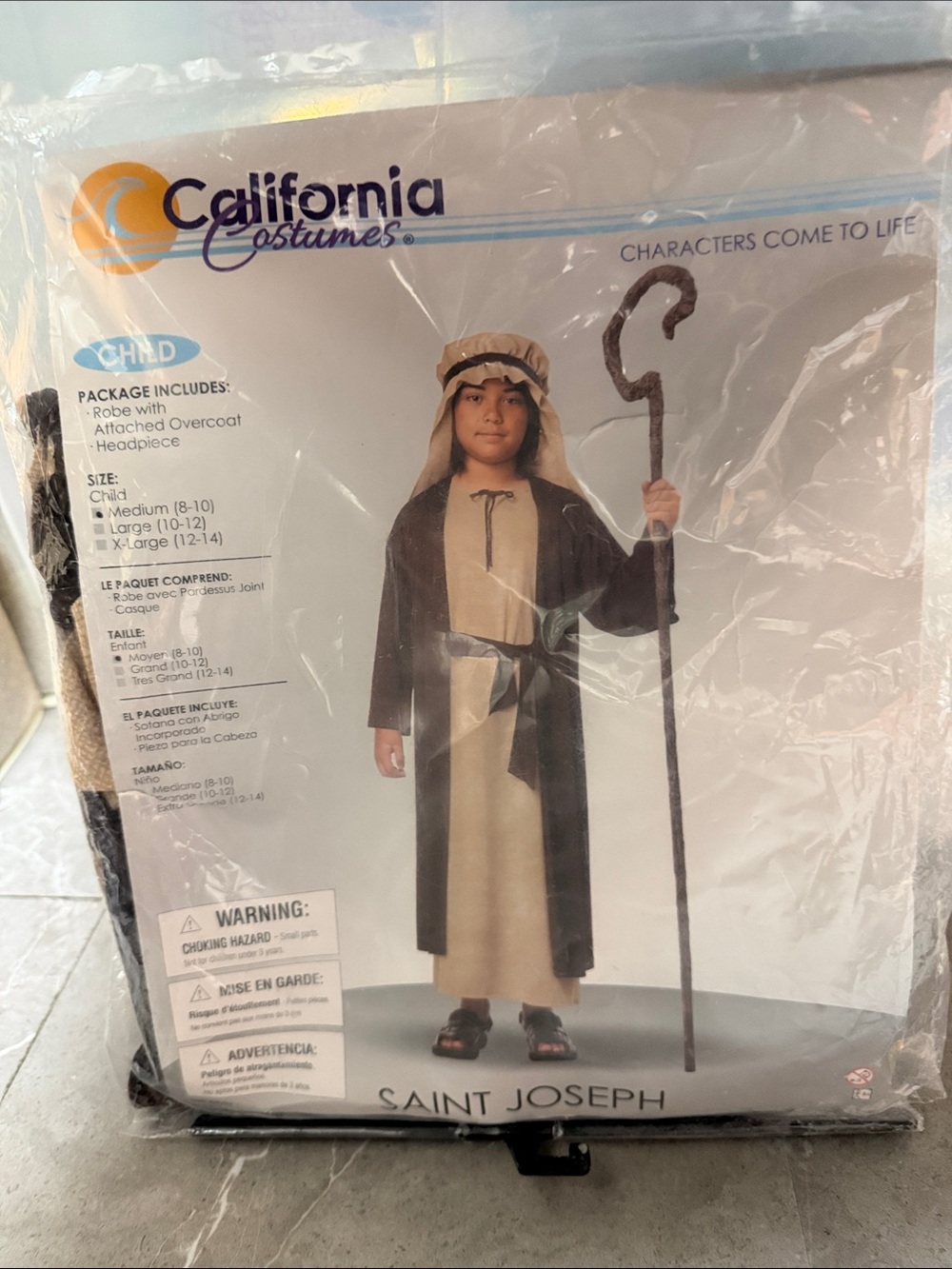 California Costumes Kids Saint Joseph Outfit - Tan & Brown